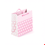 İpli Karton Çanta 11x11 cm 50'li Paket Pembe Puantiyeli